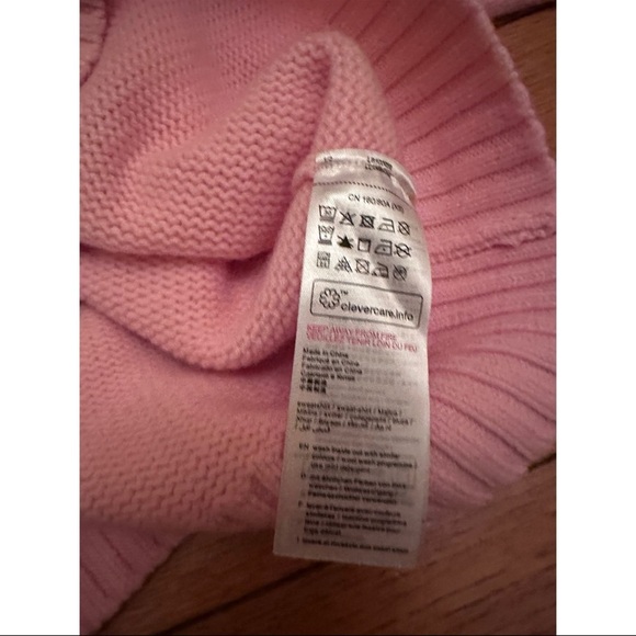 Esprit Knit Sweater Pullover Pink Silver Logo Crew Neck Long Sleeve XS $239 - Picture 6 of 7